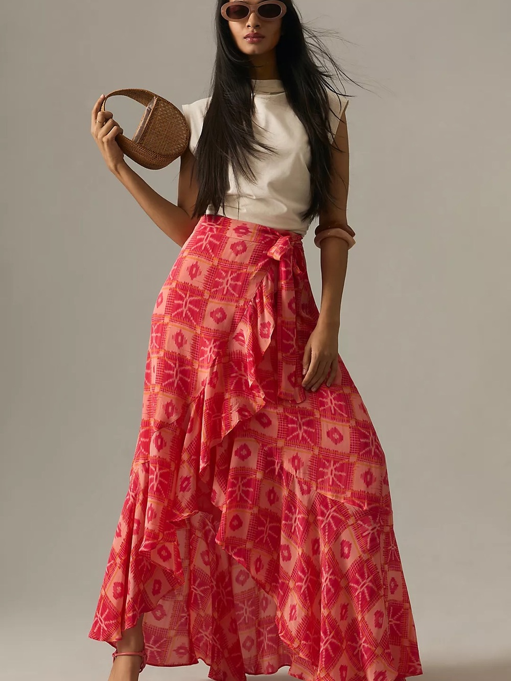 Anthropologie Maeve Printed Wrap Skirt